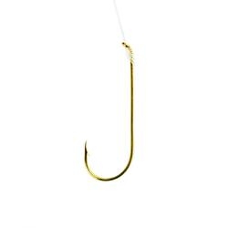 EAGLE CLAW 121H-4 Aberdeen Snelled Hook, Gold, 6