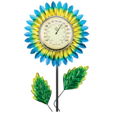 Regal Art & Gift Thermometer Solar Stake - Blue Daisy