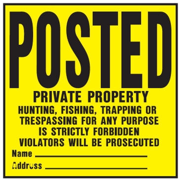 11" x 11" Legal "Posted" Plastic Sign 