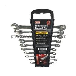 King 0352-0 Combination Wrench Set with Rack, 10 -Piece, Carbon Steel, Chrome