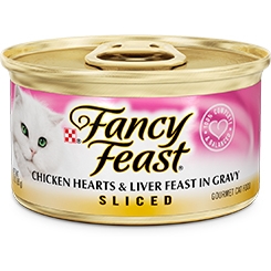 Fancy Feast Sliced Chicken Hearts & Liver Feast in Gravy 3oz.