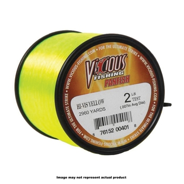 Vicious PYLQ-10 Panfish Fishing Line, 1500 yd L, Copolymer, High-Visibility Yellow
