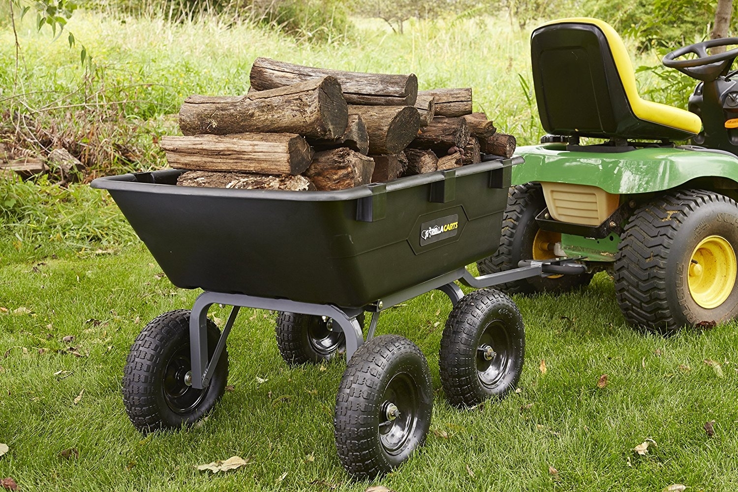 Heavy duty dump deals cart for lawn tractor