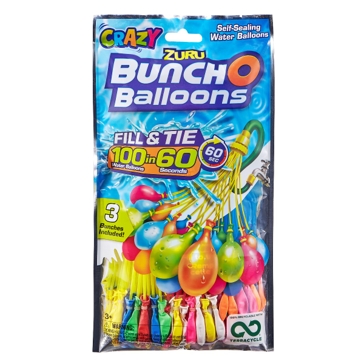 Crazy Bunch O Balloons 100 Rapid-Filling Self-Sealing Water Balloons (3 Pack)