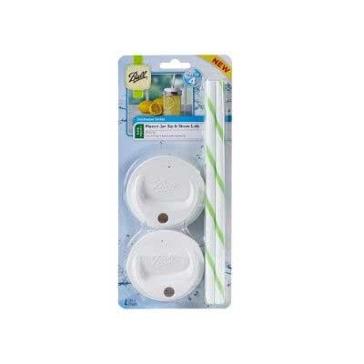 Ball Wide Mouth White Sip & Straw Lids 4-Count 