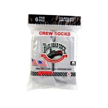 Railroad Men's Crew Socks - Grey Size: 10-13