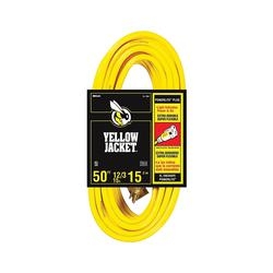 CCI 2884 Extension Cord, 12 AWG Cable, 50 ft L, 15 A, 125 V, Yellow Jacket
