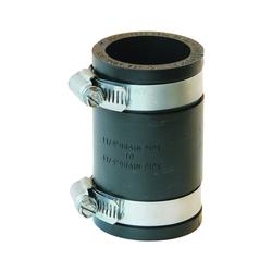 FERNCO P1056-125 Flexible Pipe Coupling, 1-1/4 in, PVC, Black, 4.3 psi Pressure