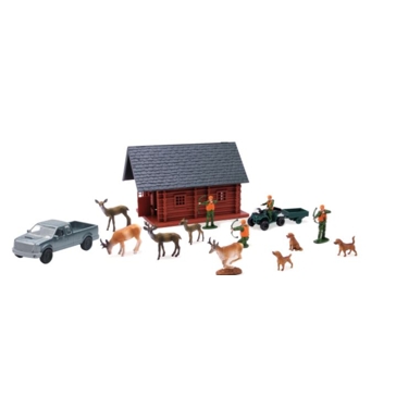 New Ray 1:24 Scale Wildlife Hunter Hunting Cabin Playset with Lodge - Assorted