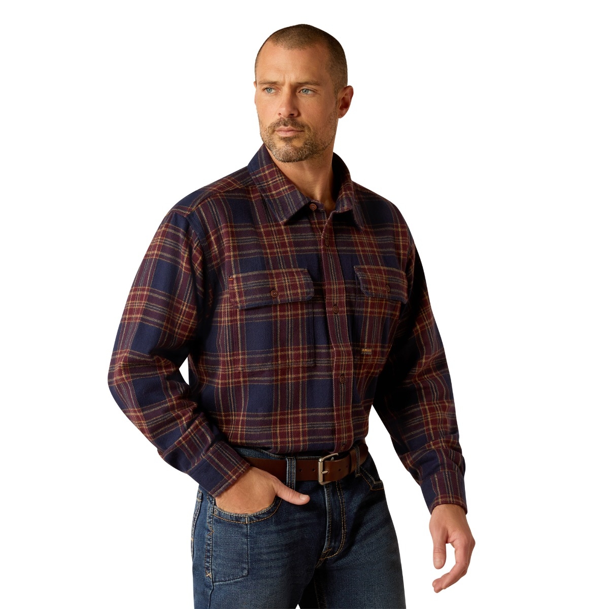 Ariat Men s 10052939 Rebar Heavyweight Flannel Shirt Navy Big Tall