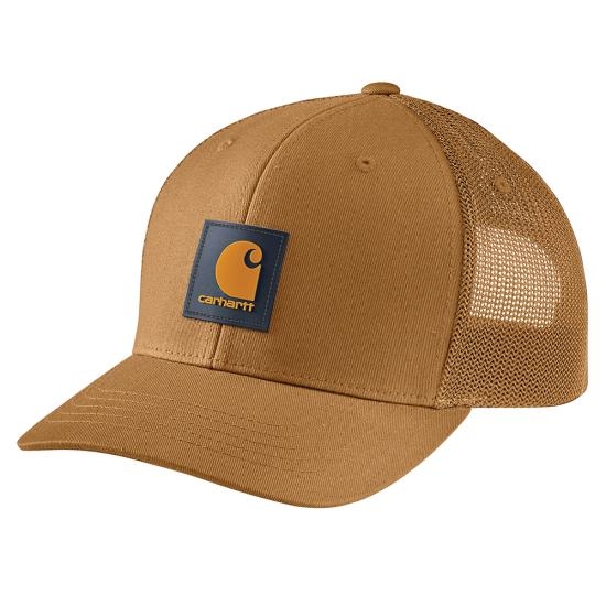 Carhartt 105216 Men's Rugged Flex Twill Mesh-Back Logo Patch Cap OSFA  Carhartt Brown