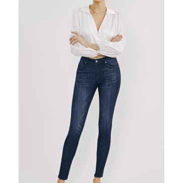 Kancan Women's Ashlyn Mid Rise Super Skinny Jeans - Dark Wash