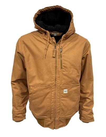 Eddie Bauer Men s Sherpa Lined Hooded Duck Work Jacket Brown